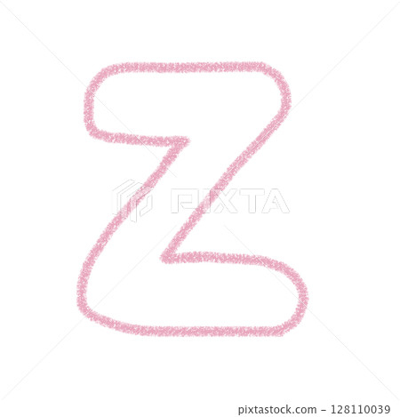 字母Z 手寫字母 可愛素材 粉紅色 插圖 素材 圖示 蠟筆風格 128110039