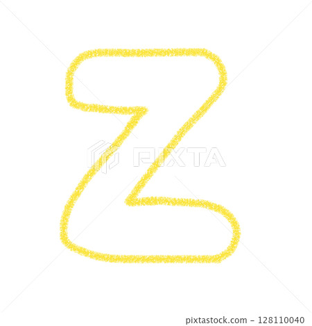 字母Z 手寫字母 可愛 材質 黃色 插圖 材質 圖示 蠟筆風格 128110040