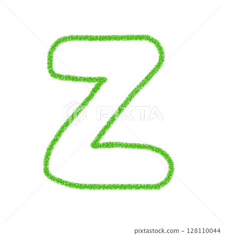 字母Z 手寫字母 可愛素材 綠色 插圖素材 圖示 蠟筆風格 128110044
