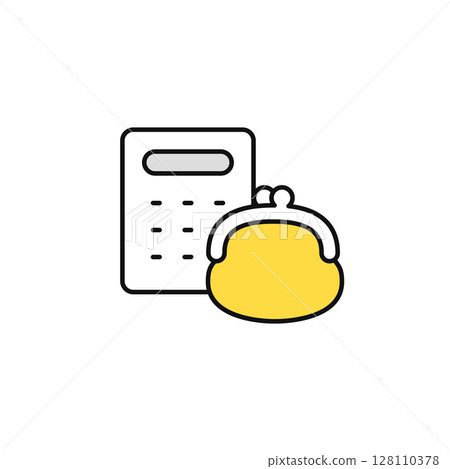 Calculator and wallet simple vector icon illustration material Calculator and wallet simple vector icon illustration material 128110378