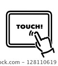 Simple icon of a person touching a tablet 128110619