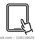 Simple icon of a person touching a tablet 128110620