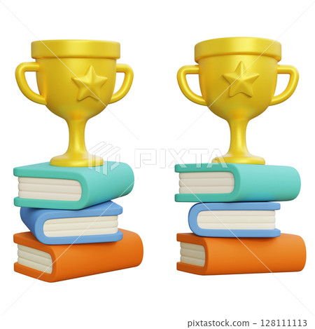 Trophy on Books Symbol of Achievement and Academic Success 3D graphic 128111113