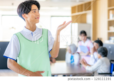 Caregivers for young men and women working in nursing homes 128111191