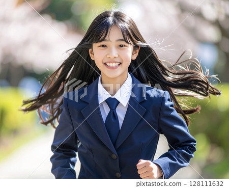 AI-generated image: Running high school girl AI-generated image: Running high school girl 128111632