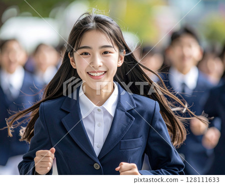 AI-generated image: Running high school girl 128111633