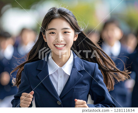 AI-generated image: Running high school girl 128111634