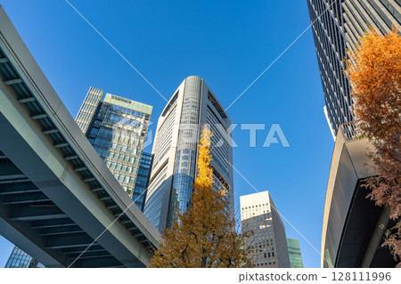 A view of the high-rise buildings of Shiodome Shiosite in Minato Ward, Tokyo 128111996
