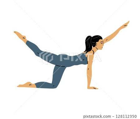Young beautiful woman doing gymnastics 128112350