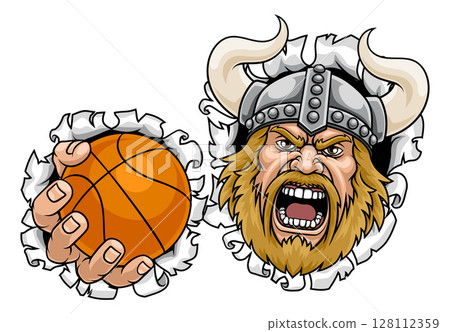 Viking Basketball Ball Sports Team Mascot Man 128112359