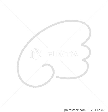 天使的翅膀和翅膀的灰線描插畫素材-簡單、流行、可愛、手繪裝飾部分 128112366