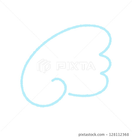 天使的翅膀和翅膀線描插畫素材 - 簡單、流行、可愛、手繪、淡藍色的翅膀裝飾部件 128112368