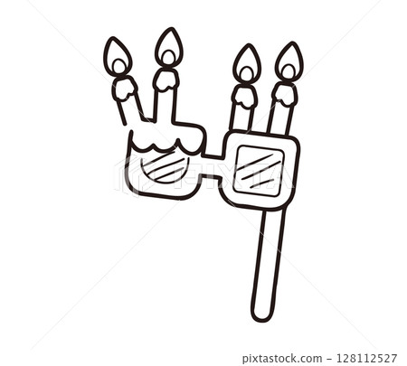 Happy Birthday glass illustration material / Line drawing illustration with a gorgeous candle design 128112527