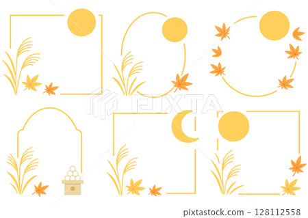 Moon viewing frame set - Autumn, moon and Japanese silver grass design 128112558