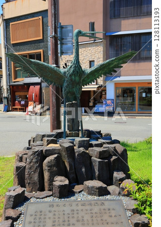 Stork monument at Kinosaki Onsen Station, Toyooka City, Hyogo Prefecture 128113193