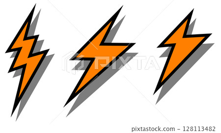 Illustration of thunder with lightning and flashes of lightning in stormy weather 128113482