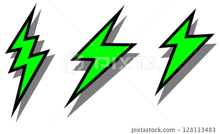 Illustration of thunder with lightning and flashes of lightning in stormy weather 128113483