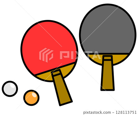 俱樂部活動用乒乓球拍和乒乓球的插圖 128113751