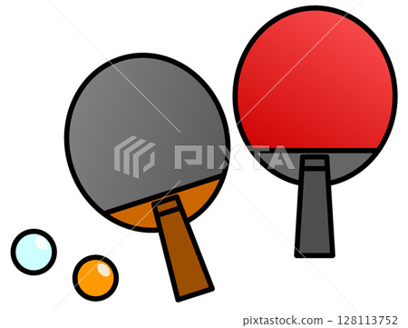 俱樂部活動用乒乓球拍和乒乓球的插圖 128113752