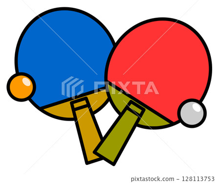 俱樂部活動用乒乓球拍和乒乓球的插圖 128113753