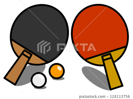 俱樂部活動用乒乓球拍和乒乓球的插圖 128113756