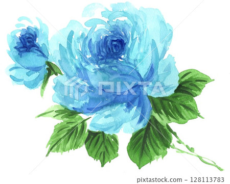 水彩畫藍玫瑰 25706pix7 128113783