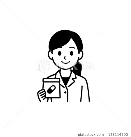 Pharmacist line icon, illustration, material, document creation, no background Pharmacist line icon, illustration, material, document creation, no background 128114500