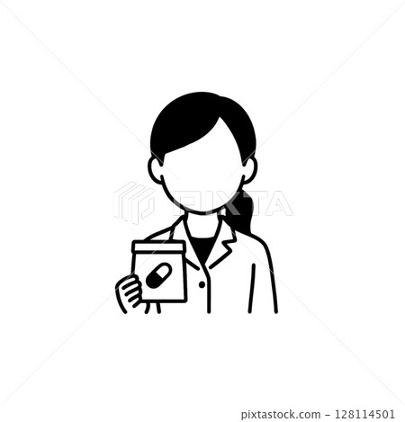 Pharmacist line icon, no expression, illustration, material, document creation, no background Pharmacist line icon, no expression, illustration, material, document creation, no background 128114501