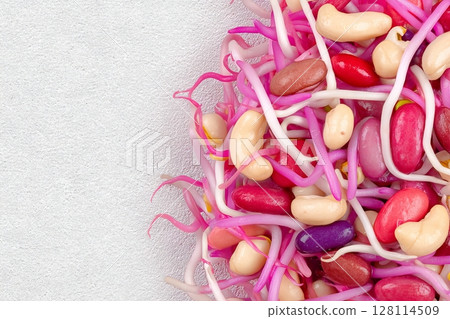 A healthy lifestyle is exemplified by a bunch of isolated microgreen radish sprouts, known for being a superfood 128114509