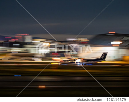 Jet plane landing Jet plane landing 128114879