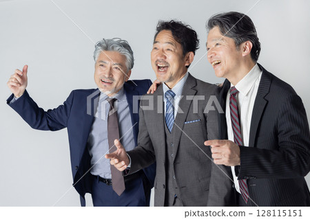 A middle-aged male business person in high spirits 128115151