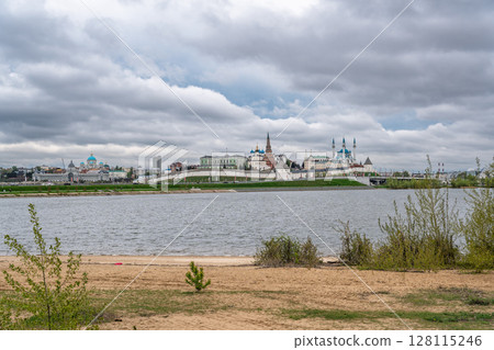 Cityscape of the embankment of the city of Kazan and the Kazan Kremlin. Russia 128115246