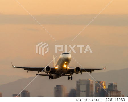 黃昏時分起飛的噴射機 黃昏時分起飛的噴射機 128115683