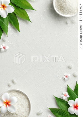 Wheat sprouts are displayed on a wooden background with available copy space, representing a healthy and vegetarian food option through the germination of wheat seeds at home 128115707
