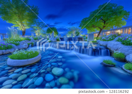 A breathtaking waterfall set amidst a dense rainforest in Caraca natural park, Minas Gerais, Brazil, captured in stunning close-up detail 128116292