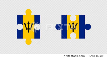 Puzzle Pieces with Barbados Flag. Puzzle Pieces with Barbados Flag. 128116303