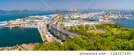 《香川縣》瀨戶橋和常盤公園的景色 128117330