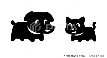 dog cat pet icon logo vector puppy kitten calico cartoon character doodle symbol illustration isolated design 128117401