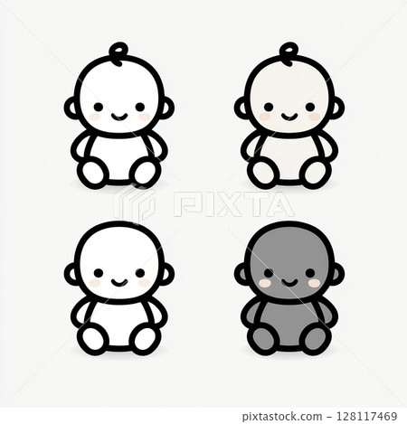 An icon set of a cute little boy is available, including a coloring page with outline stickers of a baby boy in pajamas and a diaper, highlighting the child's various poses, such as sleeping, An icon set of a cute little boy is available, including a coloring page with outline stickers of a baby boy in pajamas and a diaper, highlighting the child's various poses, such as sleeping, 128117469