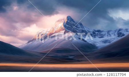 Landscape of Sacred Mount Kailash in Tibet. Mystery Himalayan snow mountains 128117704