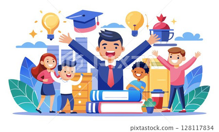 This image embodies the energy and enthusiasm of a thriving education business, showcasing students actively engaged in learning, emphasizing the importance of a positive and stimulating learning env This image embodies the energy and enthusiasm of a thriving education business, showcasing students actively engaged in learning, emphasizing the importance of a positive and stimulating learning env 128117834