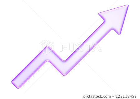 Purple glassmorphism upward arrow chart icon, illustrating business growth, success, or increasing metrics, 3d rendering Purple glassmorphism upward arrow chart icon, illustrating business growth, success, or increasing metrics, 3d rendering 128118452