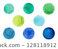 Cool color polka dots, hand-drawn watercolor illustration 128118912
