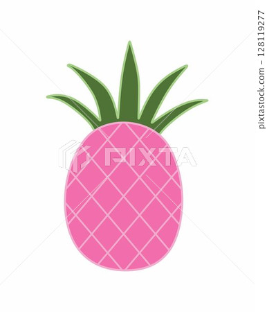 Tropical plant tiny pink pineapple isolated on white background. 128119277