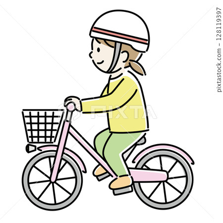 戴著頭盔騎自行車的女孩 2 戴著頭盔騎自行車的女孩 2 128119397