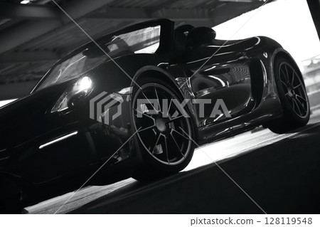 有光澤的黑色敞篷車 128119548