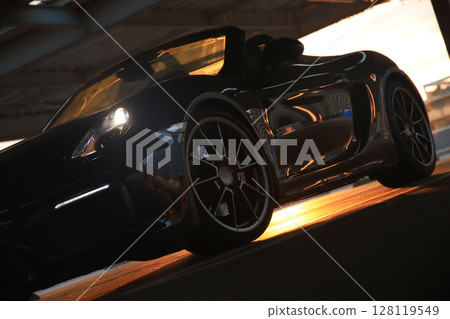 有光澤的黑色敞篷車 128119549