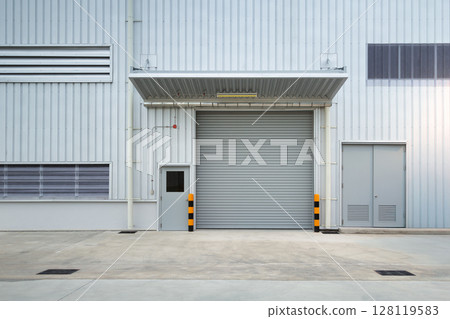 Exterior of industrial building and floor suit for background. Exterior of industrial building and floor suit for background. 128119583