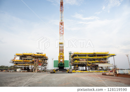 Oil rig construction for exploration and drilling crude oil. 128119590