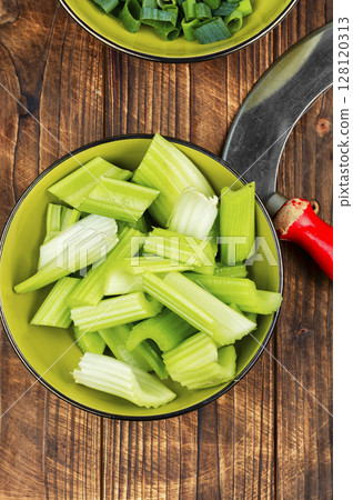 Fresh raw celery sticks. Fresh raw celery sticks. 128120313